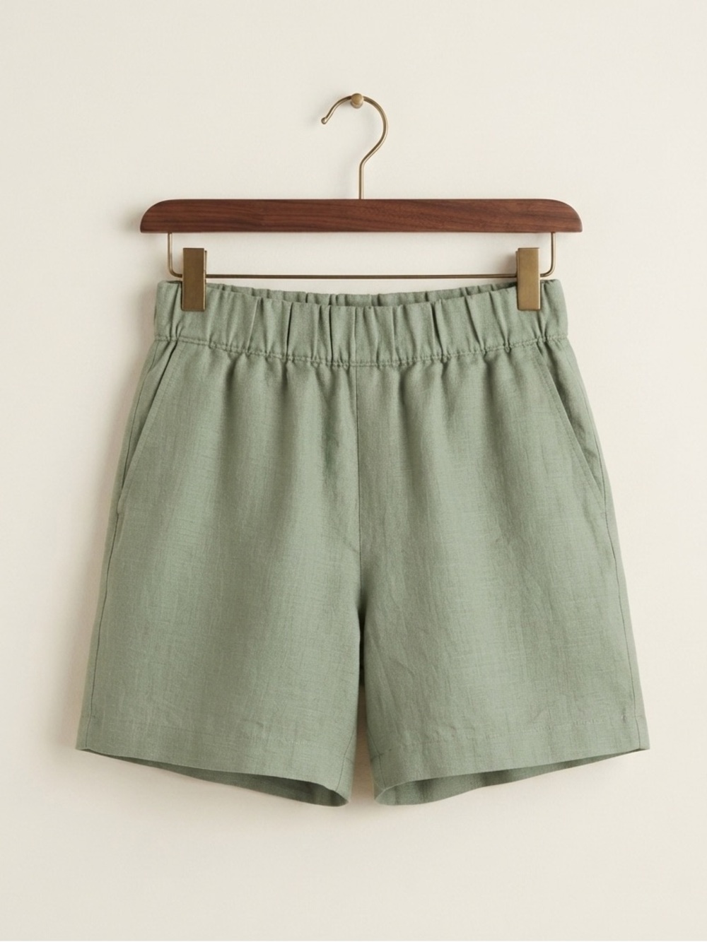 New w/Tags European Linen Blend Olive Green Shorts